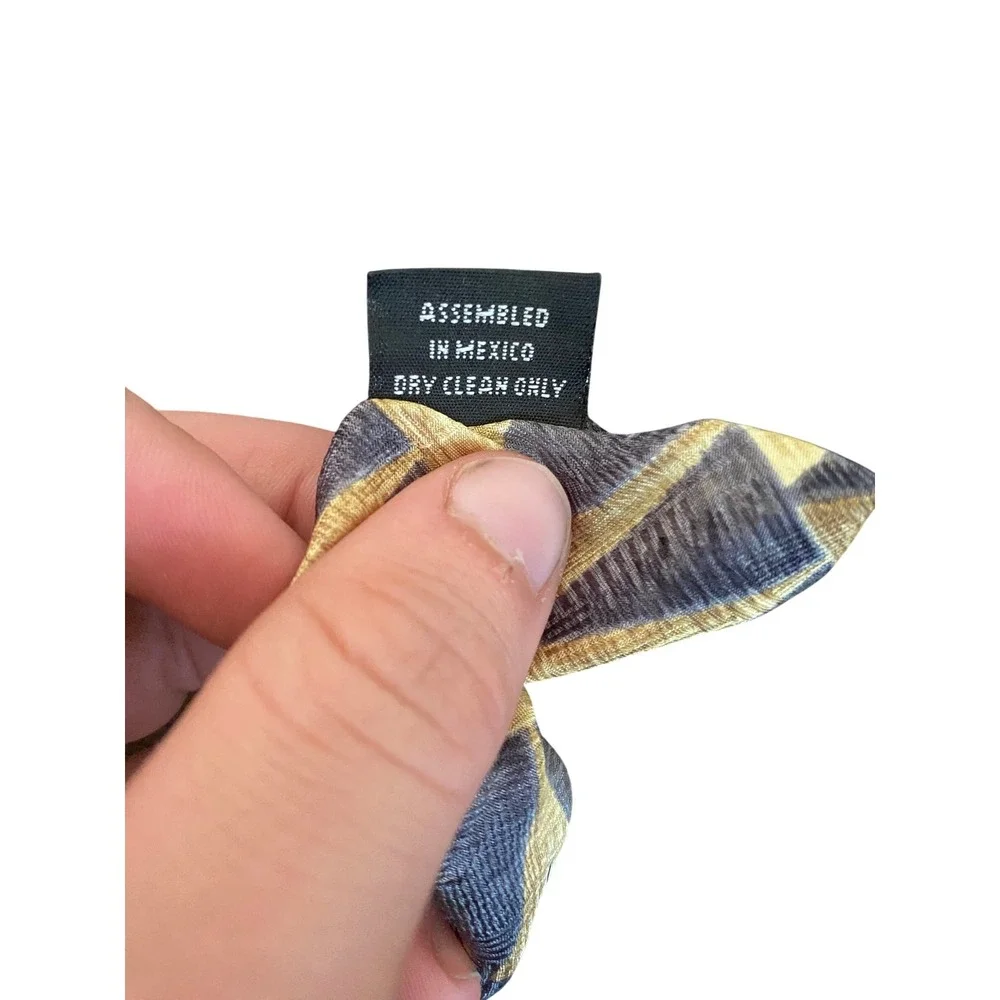 J Garcia Mens Silk Necktie Gold Charcoal Grey Geometric Triangle Pattern Art Tie